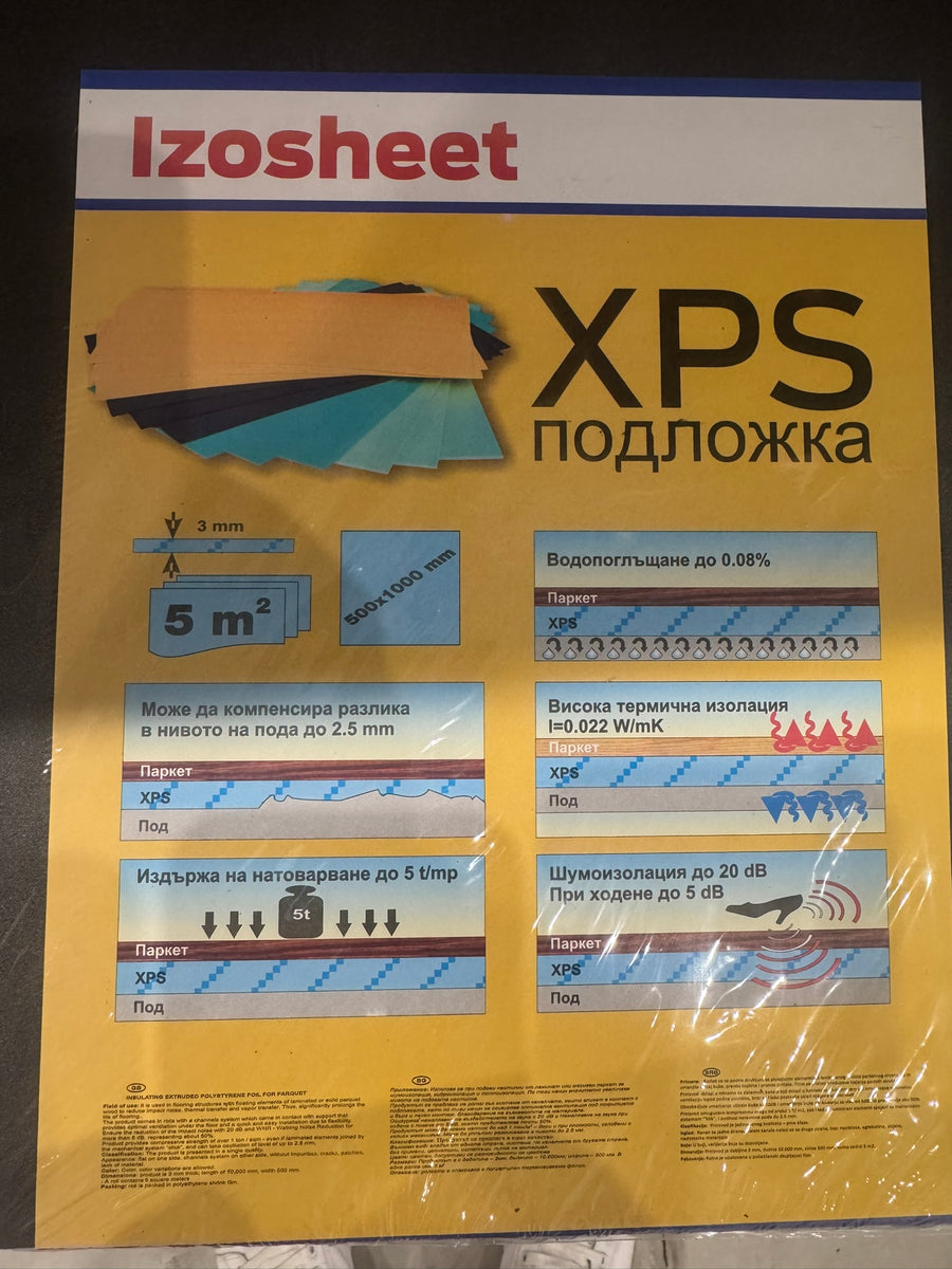 Подложка за ламиниран паркет Izosheet XPS 3 мм, 5 м²